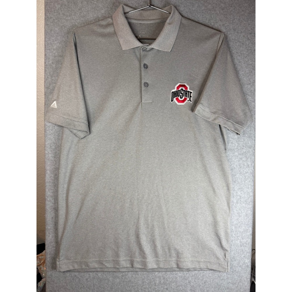 Antigua Ohio State Buckeyes Mens Medium Gray Short Sleeve Performance Polo Shirt